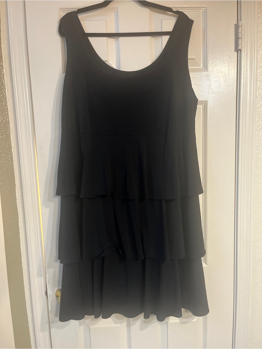 Robbie Bee Black Tiered Sleeveless Mini Dress